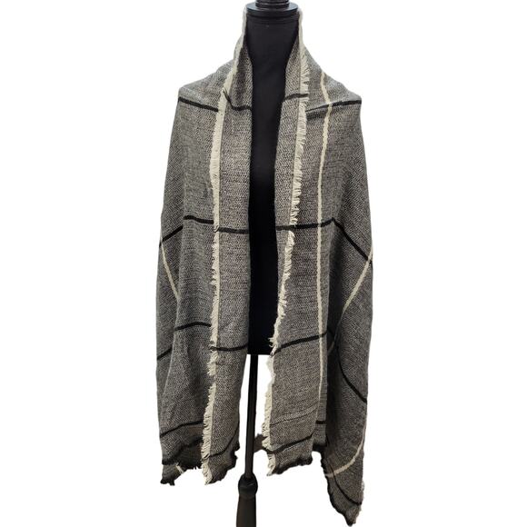 Mixit Oblong Scarf Woman One Size Color Black Windowpane - Picture 1 of 7